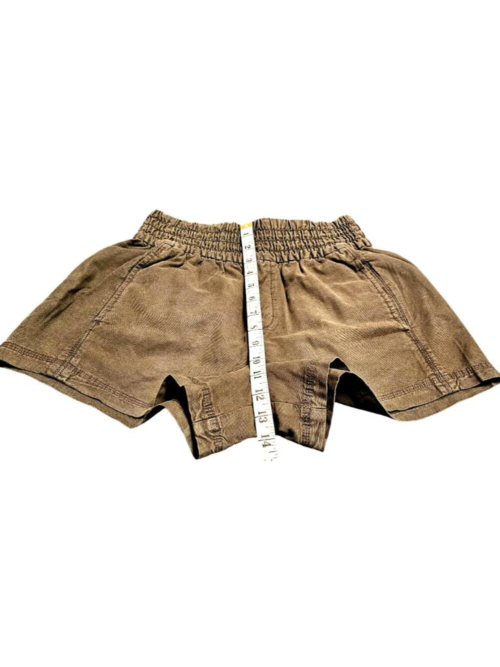 Aerie Women's XS Gray High-Waisted Cotton Lyocell Smocked Waist Shorts With Pock - Picture 10 of 11